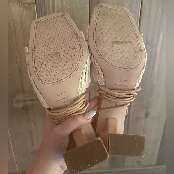Jessica Simpson Beige Woven Lace-up Sandals - Picture 3 of 7